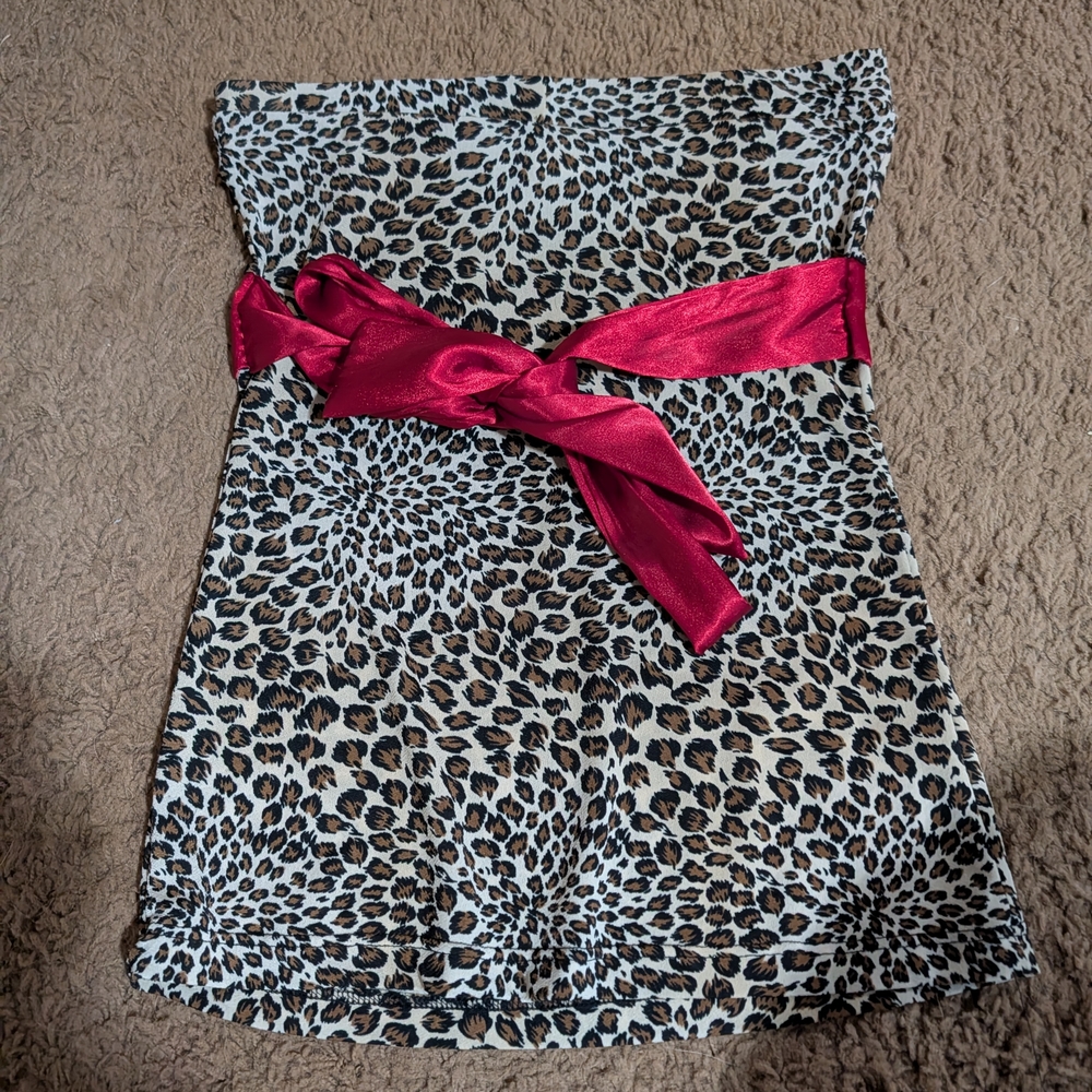 Wet Seal Leopard Print Kids Dress with Red Sash